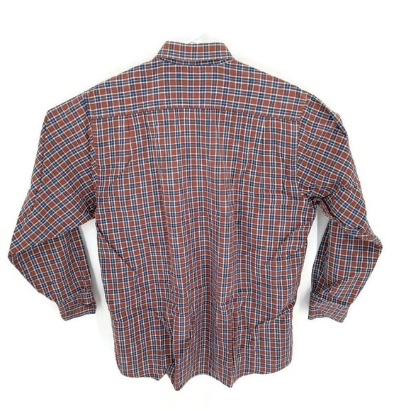 Burry Lane Button Front Blue/Brown Plaid L/S 100% Cotton Shirt Mens 16 x 34/35 - Picture 7 of 8